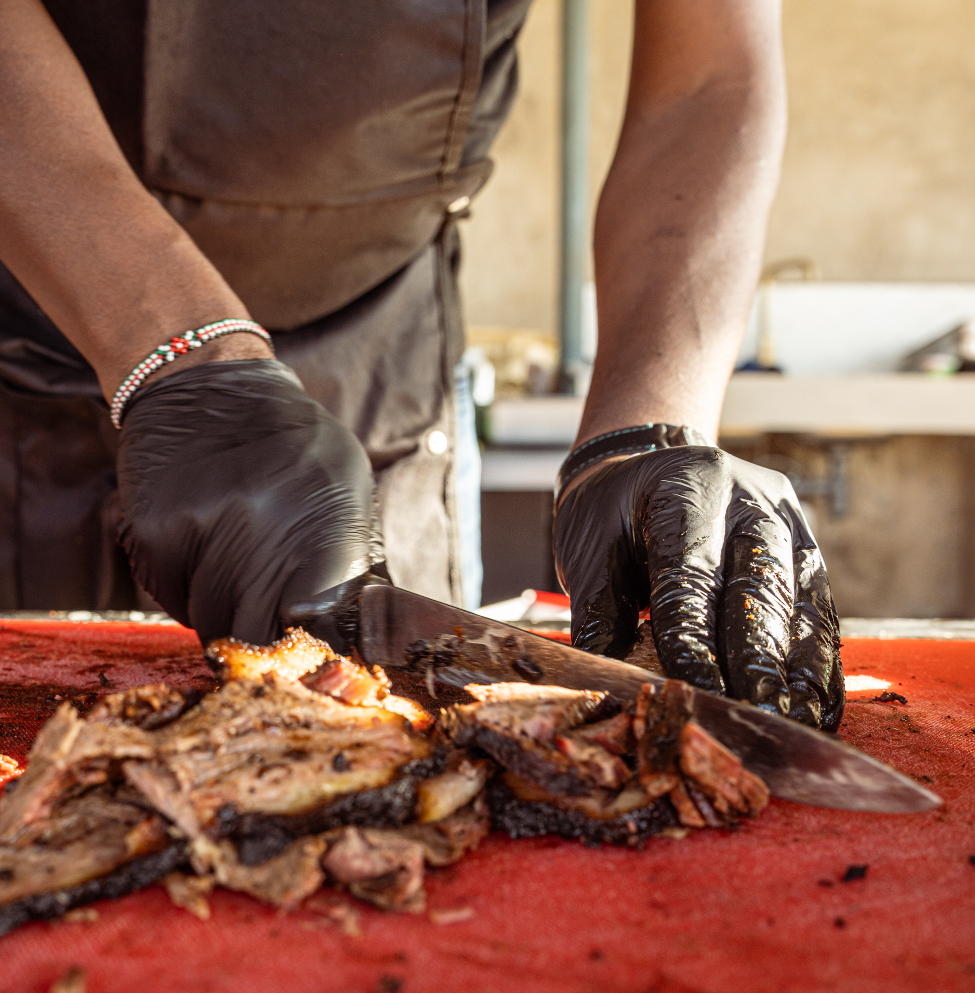 Carving BBQ brisket with precision