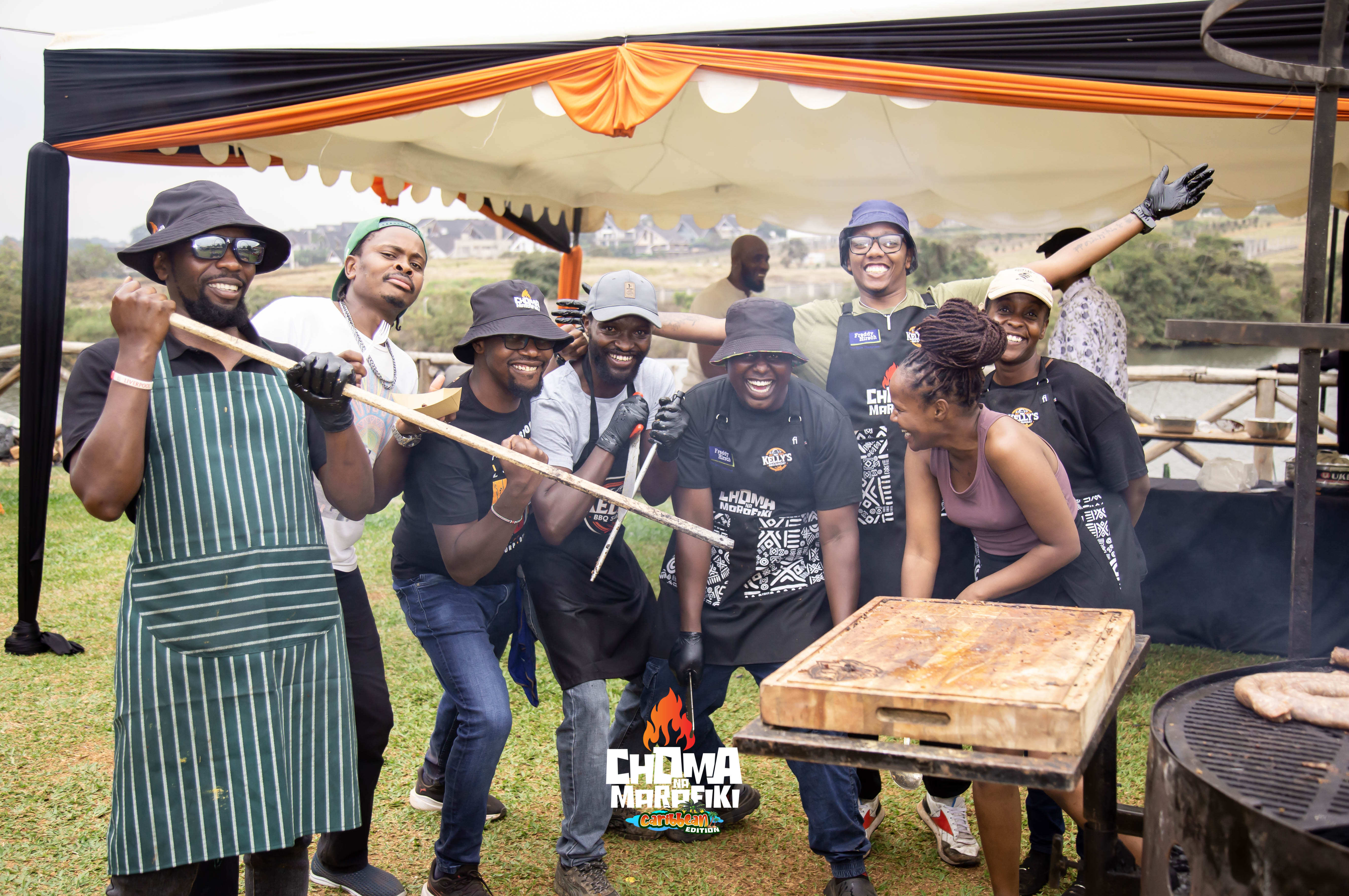 Choma Na Marafiki Caribbean Edition team celebration at the grill